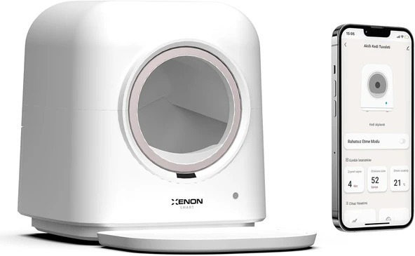 Xenon Smart Akıllı Otomatik Kedi Tuvaleti 60L Koku ve UV Sterilizasyonu Mobil App ile Kontrollü Kum Kabı X8620 - 1