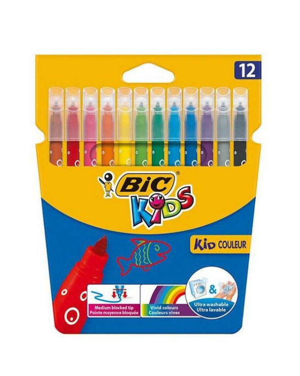 Bic Kids Keçeli Boya Kalemi Ultra Yıkanabilir 12li