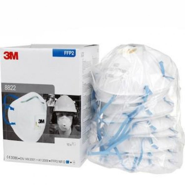 3M 8822 FFP2  Ventilli Toz ve Sis Maskesi 10LU 1 KUTU - 1