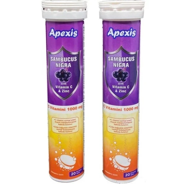 Apexis Sambucus Nigra Vitamin C 1000 mg 20 Tablet 2 Adet