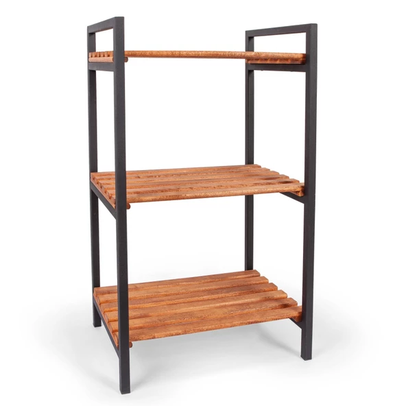 Ahşap Ve Metal Çok Amaçlı Raf Kitaplık Mutfak Ve Banyo Rafı Ayakkabılık - 2