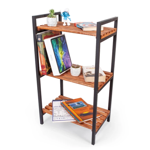 Ahşap Ve Metal Çok Amaçlı Raf Kitaplık Mutfak Ve Banyo Rafı Ayakkabılık