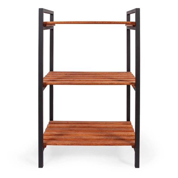 Ahşap Ve Metal Çok Amaçlı Raf Kitaplık Mutfak Ve Banyo Rafı Ayakkabılık - 3