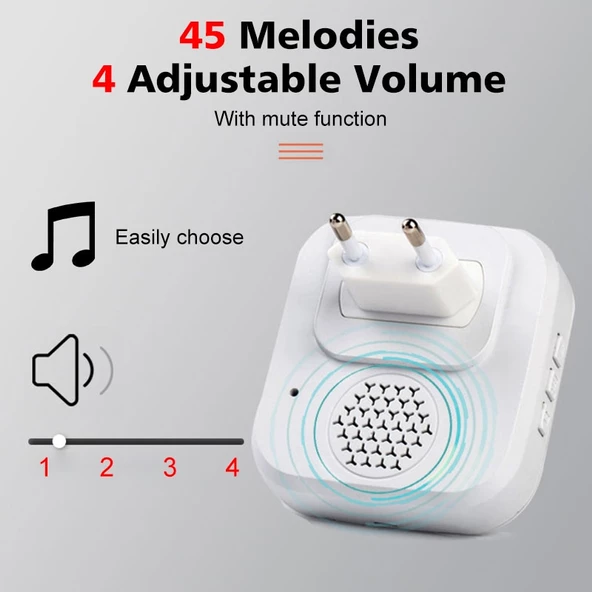 Valkyrie 2 İç Üniteli Kinetik 300 Metre Su Geçirmez Dereceli Led Kapı Zili Beyaz - 2