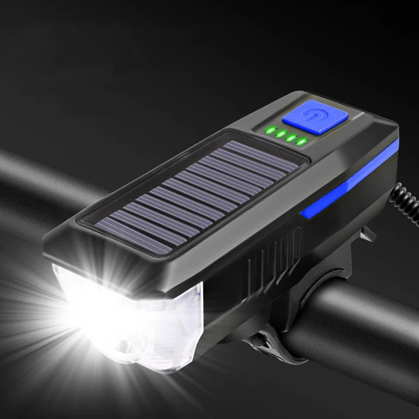 Solar Bisiklet Feneri Su Geçirmez T6 Led Güneş Enerjili Usb Şarjlı