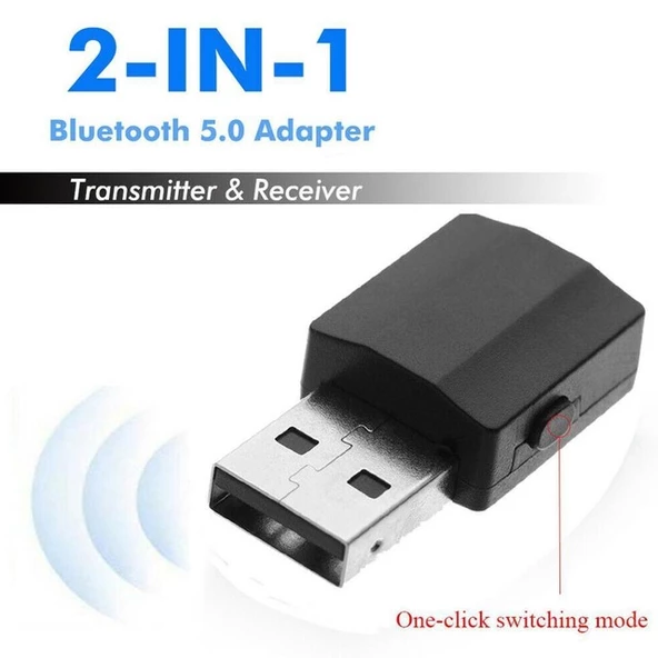Bluetooth 5.0 Tuşlu PC / AUX / ARAÇ / TV Stereo Ses Alıcı Verici - 2