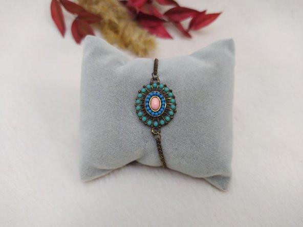 Hdmarketim Asansörlü Çiçek Tasarım Turkuaz Bileklik