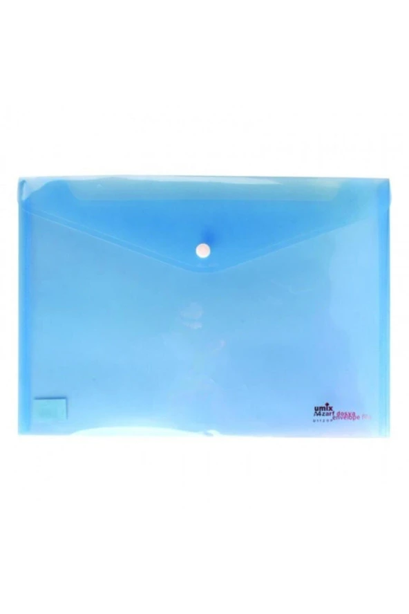 Umix Çıtçıtlı Şeffaf Zarf Dosya Mavi Eco (12 Li Paket)