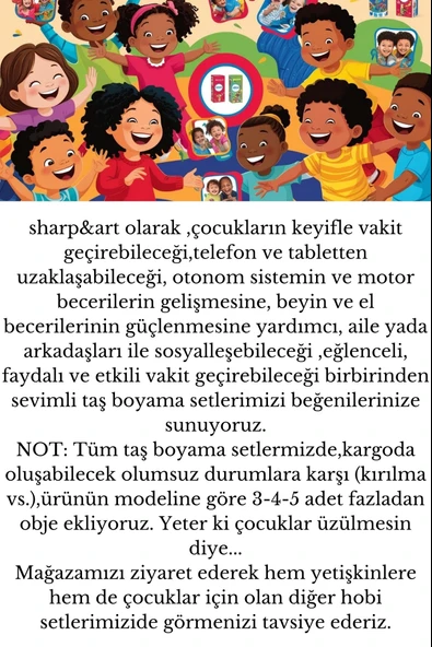 sharp&art  Taş Boyama Anne-çocuk Etkinliği, 30 Parça Taş Boyama Seti, El Beyin Gelişimi Için Aktivite - 6