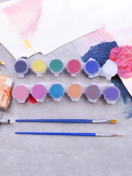 Prensesler ve Makyaj Malzemeleri, Ev-Okul Etkinlik Taş Boyama Seti, Fırça ve Boyalar - 4