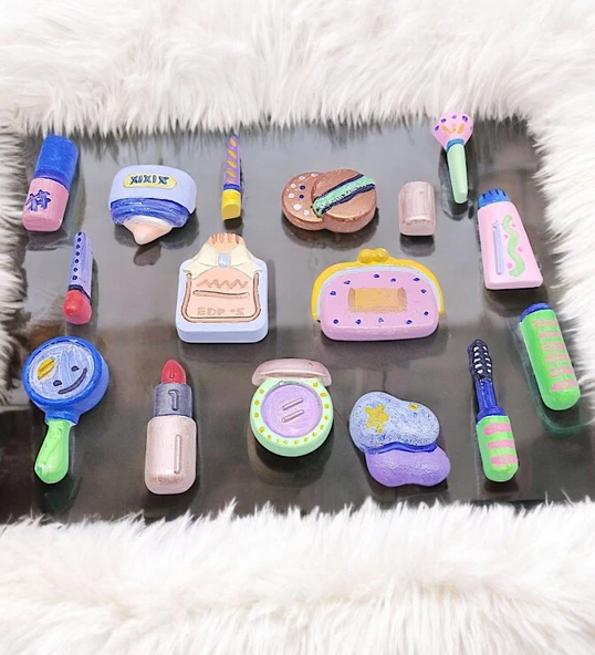 Prensesler ve Makyaj Malzemeleri, Ev-Okul Etkinlik Taş Boyama Seti, Fırça ve Boyalar - 2