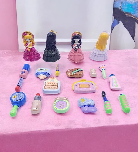 Prensesler ve Makyaj Malzemeleri, Ev-Okul Etkinlik Taş Boyama Seti, Fırça ve Boyalar - 6