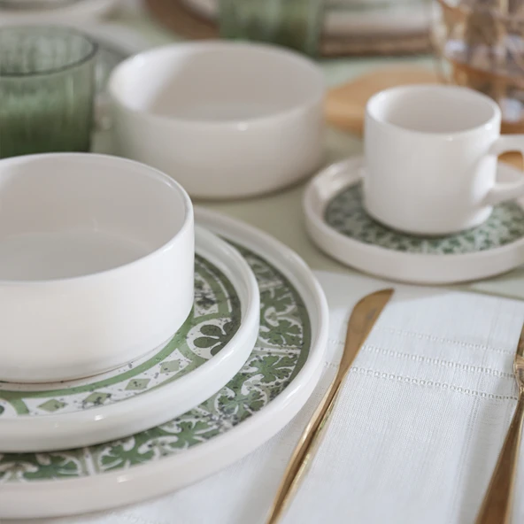 Keramika Timeless Green Stackable Yemek / Kahvaltı Takımı 20 Parça 4 Kişilik 21974-75 - 4