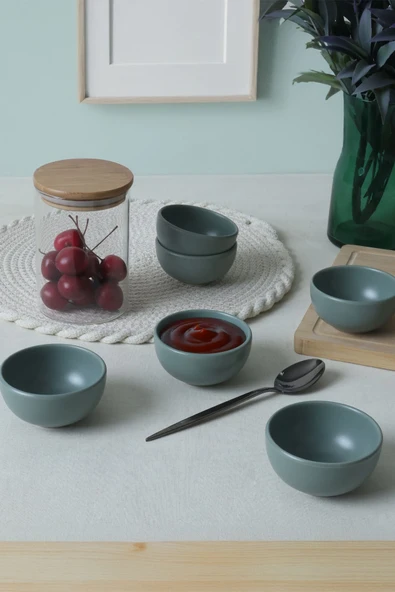 Keramika Mat Yeşil Bulut Mini Çerezlik / Sosluk 8 Cm 6 Adet 322 ürün görseli 1