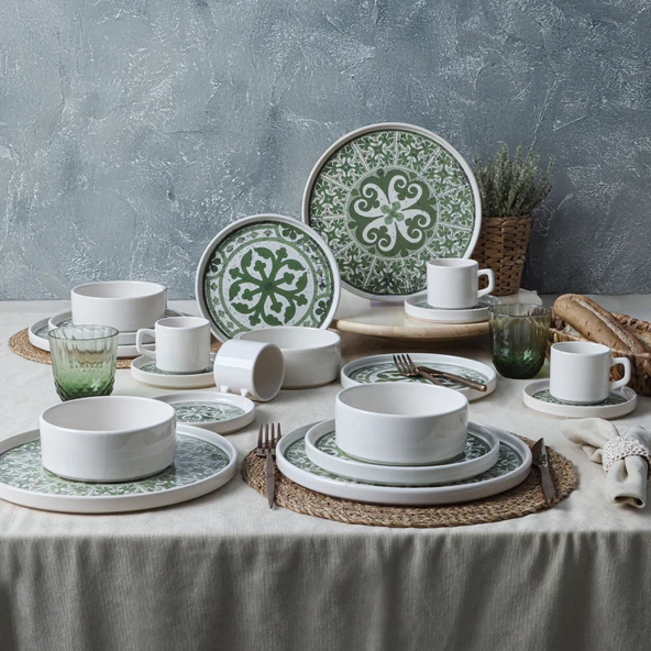 Keramika Timeless Green Stackable Yemek / Kahvaltı Takımı 20 Parça 4 Kişilik 21974-75 - 7