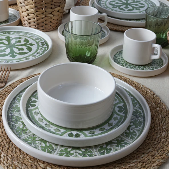 Keramika Timeless Green Stackable Yemek / Kahvaltı Takımı 20 Parça 4 Kişilik 21974-75 - 9