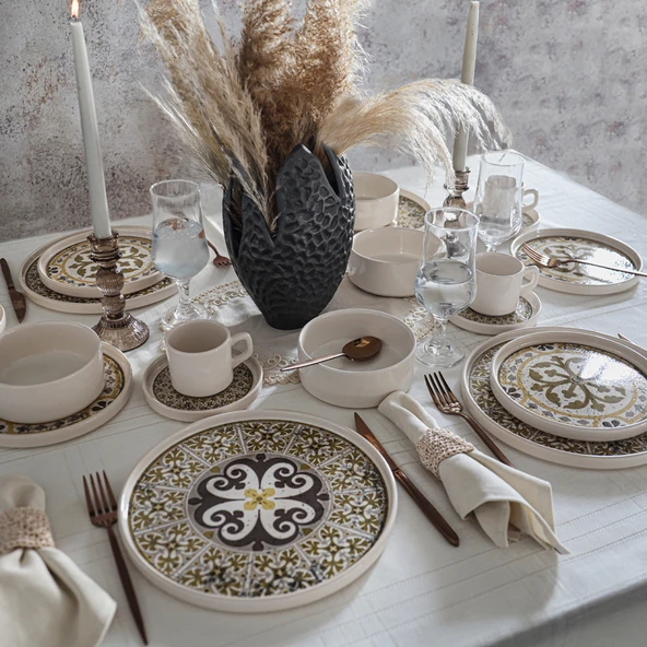 Keramika Timeless Brown Stackable Yemek / Kahvaltı Takımı 20 Parça 4 Kişilik 21972-73