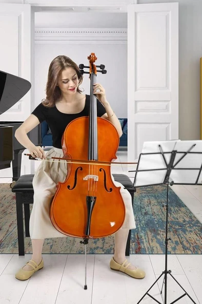 Midex MCL-250-PAK Yüksek Kaliteli Masif Ağaç Çello Viyolonsel Full Set - Resim 3