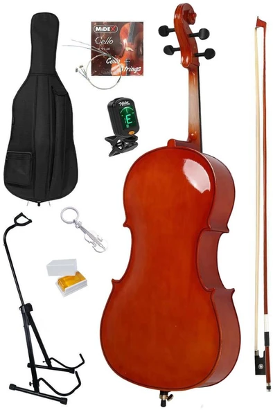 Midex MCL-250-PAK Yüksek Kaliteli Masif Ağaç Çello Viyolonsel Full Set - Resim 2