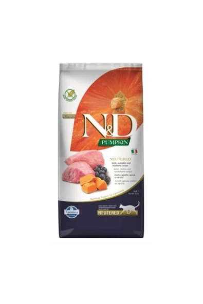 N&D Kısır Kedi Maması Tahılsız Kuzu Etli Balkabaklı Yaban Mersinli 5 Kg