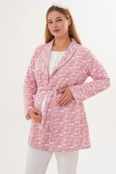 Mecit 6100 Bayan Hamile Lohusa Pembe Sabahlıklı Pijama Takım - Resim 9