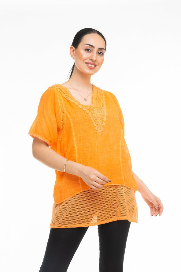 Dantelli Astar Detaylı  Bluz