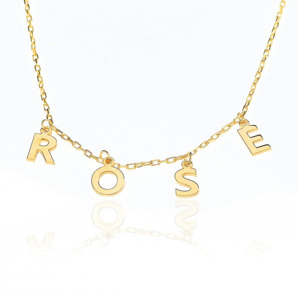 925 Ayar Gümüş Kişiselleştirilebilir Dört Harf Kolye