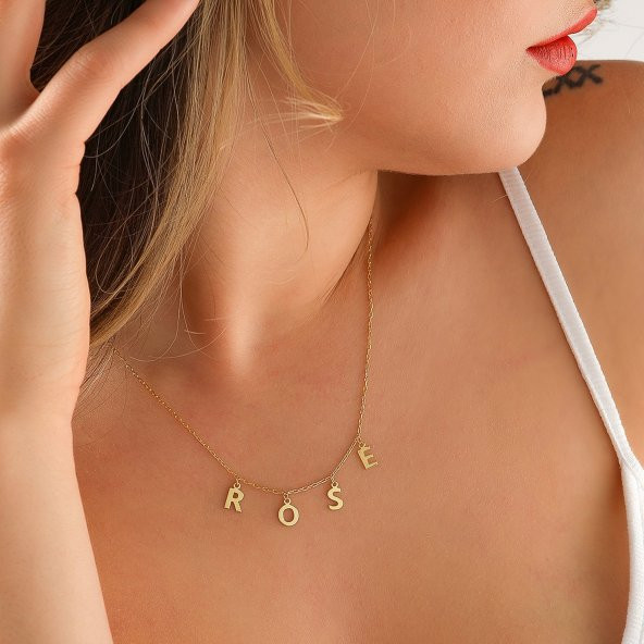 925 Ayar Gümüş Kişiselleştirilebilir Dört Harf Kolye - 3