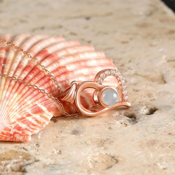 925 Ayar Gümüş Nano Taşlı Kalp Kolye - 2