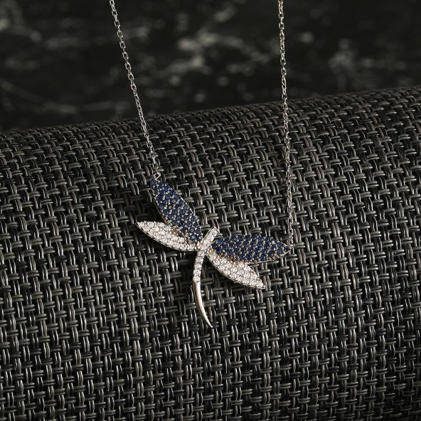 925 Ayar Gümüş Zirkon Taşlı Yusufçuk Kolye - 2