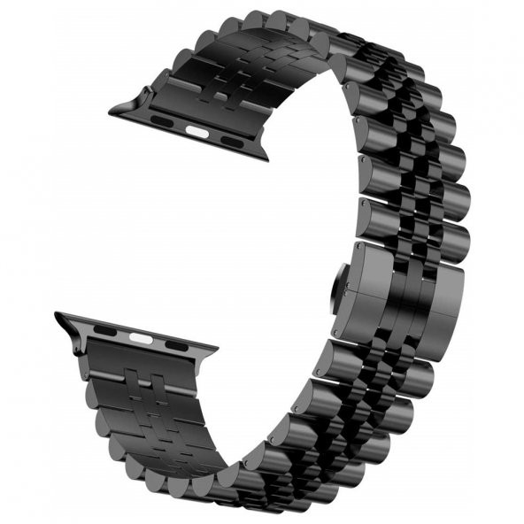 KNY Apple Watch 40 MM İçin Renkli Ayarlanabilir Metal (Krd-36) Kordon-Kayış Siyah
