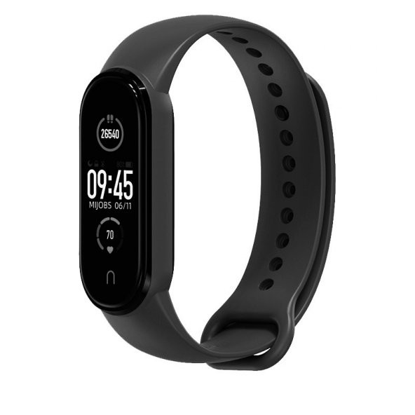 KNY Xiaomi Mi band 6 İçin Klasik Model Silikon Kordon-Kayış Siyah