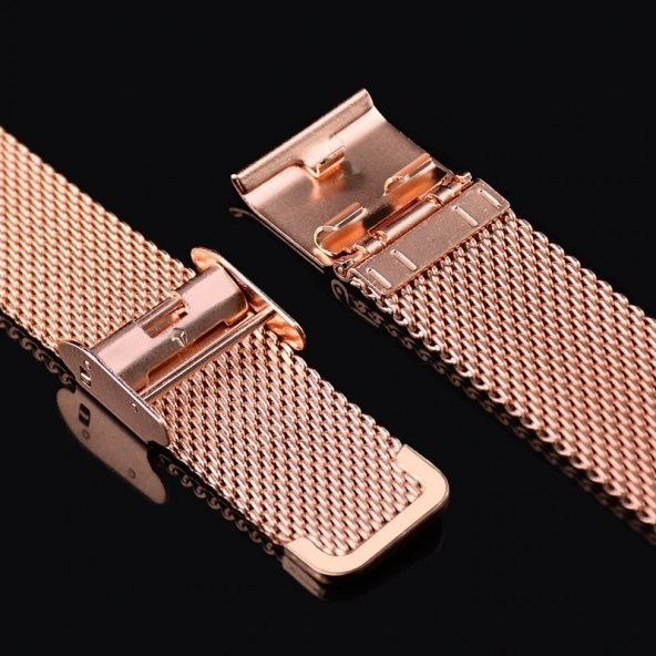 KNY Xiaomi Mi band 6 İçin Hasır Desenli Metal Kordon-Kayış Gold - 4