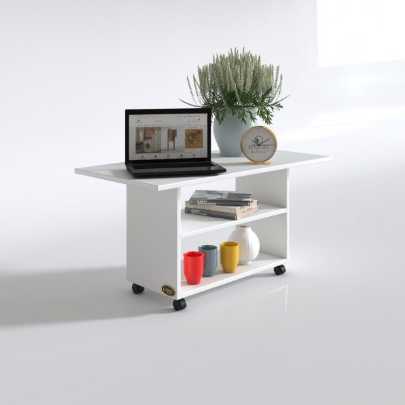Kenzlife orta salon sehpası atina byz 075X070X50 tekerlekli yemek masası - 2