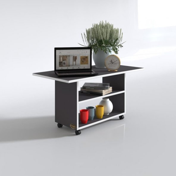 Kenzlife orta salon sehpası atina gri 075*090*50 tekerlekli yemek masası - 2