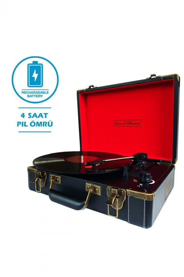 Record Master Vintage Bluetooth Özellikli Pikap Plak Çalar - Siyah - 2