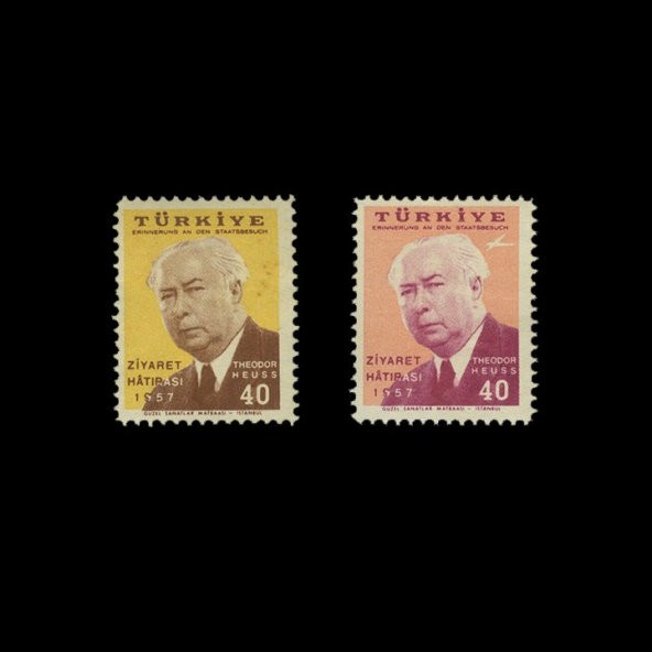 Federal Almanya Cumhurbaşkanı Theodor Heussun Türkiyeyi Ziyareti (5 Mayıs 1957) - Türkiye Cumhuriyeti Pul Koleksiyonu