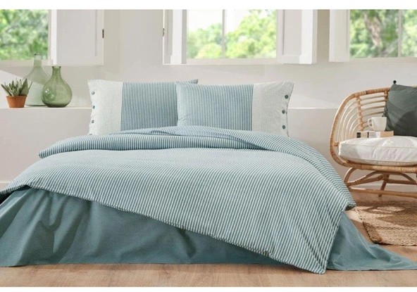 Özdilek Ranforce Çift Kişilik Nevresim Takımı-Natural Line Mavi