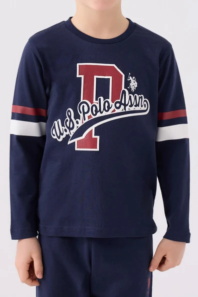 U.S. Polo Assn. 1902 Erkek Çocuk Uzun Kol Manşetli Pijama Takım - 4