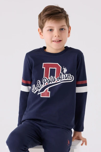 U.S. Polo Assn. 1902 Erkek Çocuk Uzun Kol Manşetli Pijama Takım - 2