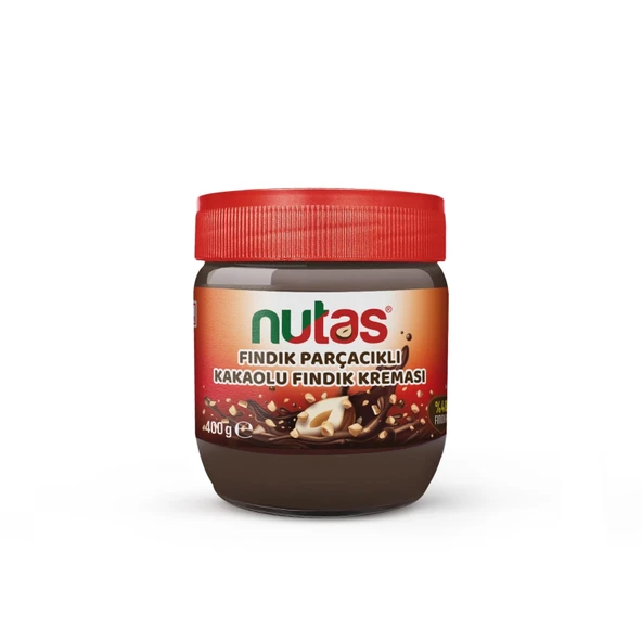 Nutas Fındık Parçacıklı Kakaolu Fındık Kreması – 400g Cam Kavanoz