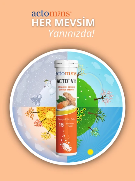 ACTO® Vit C Vitamini 15 Efervesan Tablet | Vitamin C, Çinko ve Zerdeçal İçeren Takviye Edici Gıda - 3