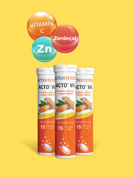 ACTO® Vit C Vitamini 15 Efervesan Tablet | Vitamin C, Çinko ve Zerdeçal İçeren Takviye Edici Gıda - 2