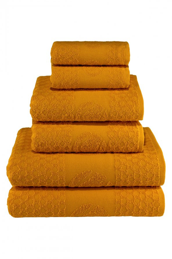 Textile Colors Raket Desenli Pamuk Banyo Havlu Seti 12 Adet, 4 Banyo havlusu, 4 El Havlusu, ve 4 Yüz Havlusu, -Style- Açık Kırmızı, Turuncu - 4