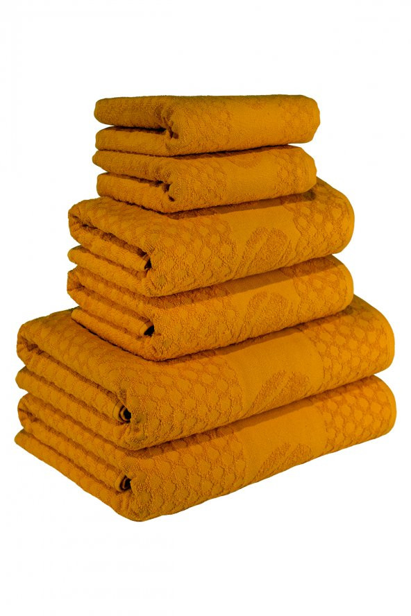 Textile Colors Raket Desenli Pamuk Banyo Havlu Seti 12 Adet, 4 Banyo havlusu, 4 El Havlusu, ve 4 Yüz Havlusu, -Style- Açık Kırmızı, Turuncu - 6