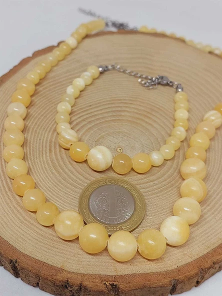 Galaksi Serisi Kalsit Taşı Kolye & Bileklik Seti - Resim 4