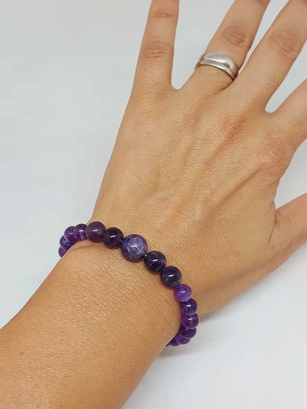 Galaksi Serisi Ametist Taşı Tasarım Bileklik - Resim 2