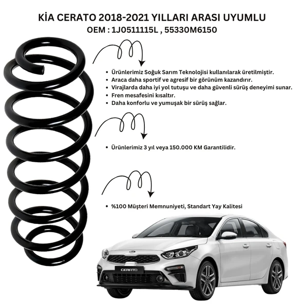 Arka Helezon Yay Takımı - 2 Adet Standart Yay ST102001R, Kia Cerato (2018-2021) Uyumlu