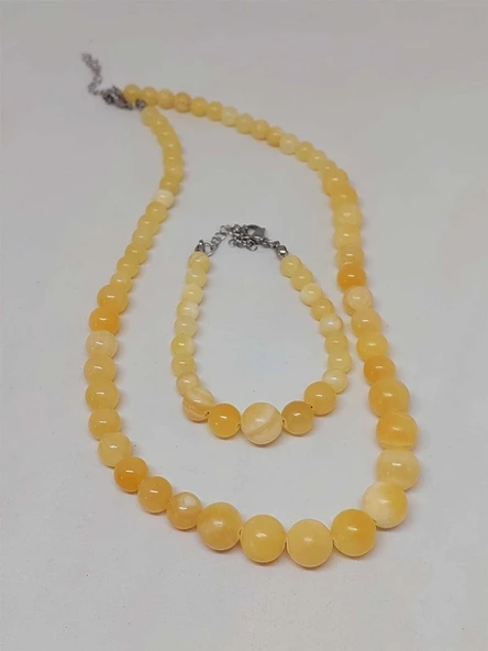 Galaksi Serisi Kalsit Taşı Kolye & Bileklik Seti - Resim 5