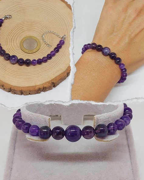 Galaksi Serisi Ametist Taşı Tasarım Bileklik ürün görseli